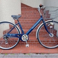 【27インチ自転車】6段変速、LEDオートライト付　前後タイヤ、...