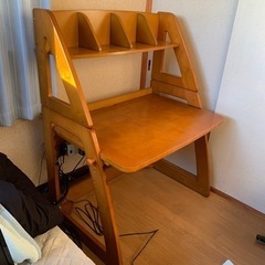 学習机 チェア+ワゴン+照明付き 天板高さ3段階調節可