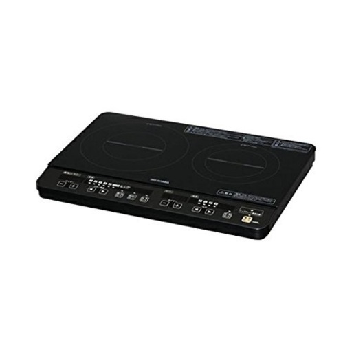 アイリスオーヤマ 2口IHコンロ ブラック IHK-W1-B