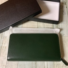 ギフトBOX付き⭐️ 長財布 グリーン 緑 メンズ 本革 大容量...