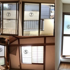 木造住宅解体後のアルミサッシ複数