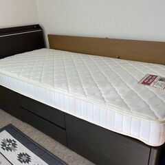 ニトリ　シングルベッド　ブラウン　収納　チェスト　ジオチェスト　...