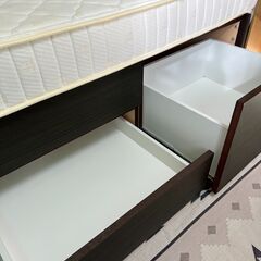 ニトリ　シングルベッド　ブラウン　収納　チェスト　ジオチェスト　マッドレス付の画像