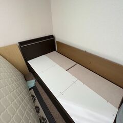 ニトリ　シングルベッド　ブラウン　収納　チェスト　ジオチェスト　マッドレス付の画像