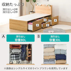 ニトリ　シングルベッド　ブラウン　収納　チェスト　ジオチェスト　マッドレス付の画像