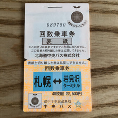 バス　回数券　札幌岩見沢