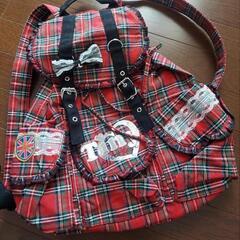 ★新品★ポケットがおしゃれな赤チェックリュックサック