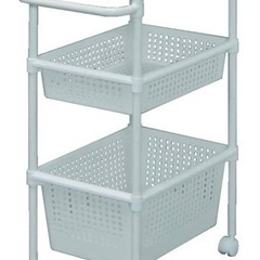 アイリスオーヤマ 2個セットキッチンワゴンメタルポール 木天板テ...