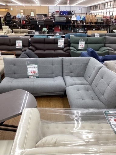 KK-16【新入荷　アウトレット】コーナーソファ3点セット　グレー