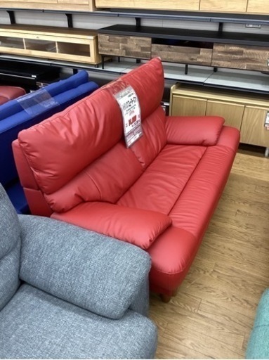 KK-18【新入荷　リサイクル品】ハイバック　2シーターソファ　赤