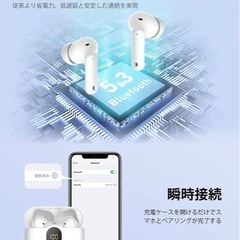 【新品未使用】Bluetooth イヤホン【最新型Bluetooth5.3技術】 ワイヤレスイヤホン bluetooth Hi-Fi AAC対応/CVC8.0ノイズキャンセリング 自動ペアリング/瞬時接続 最大50時間再生/LED残量表示 片耳/両耳 左右分離型 IPX7防水 小型/超軽量 WEB会議/テレワーク/通勤通学/ランニング/技適認証済 Siri対応の画像
