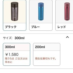 受渡し決定 保温保冷 水筒 300mlの画像