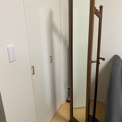 回転ミラー　全身鏡　姿見　ハンガーラック