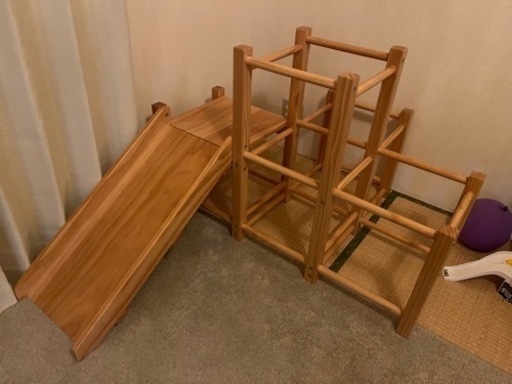 【美品】ジャングルジム 室内用 木製 子供用 すべり台
