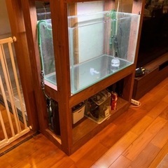 90センチ水槽、水槽台（木製）、エーハイム2基の画像