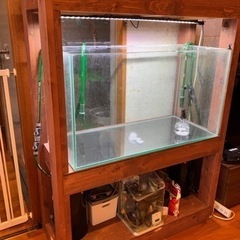 90センチ水槽、水槽台（木製）、エーハイム2基
