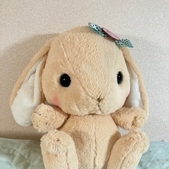 ぽてうさロッピーBIGぬいぐるみ　ベージュリボン