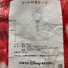 TDL フード付きケープ　ミニーの画像