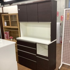 レンジボード　3枚扉　ダークブラウン×ホワイト　売場展開中！