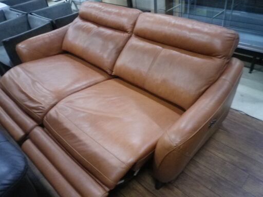 中古　ニトリ　3人掛け　牛革　ナツッジ　リクライニング　ソファ