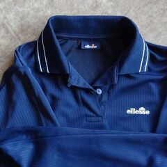 値下！エレッセ[ellesse]  七分袖　ポロシャツ　紺　M　レディースの画像