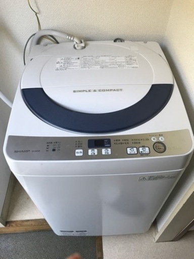 SHARP　シャープ　全自動洗濯機　5.5kg　ES-GE55R-H　50/60Hz共用　2016年製　抗菌穴なしステン槽　風乾燥