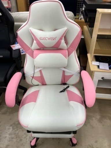 ⭐️未使用品⭐️ELECWISH ゲーミングチェア デスクチェア リクライニング オットマン付き 肘掛け付き ランバーサポート ピンク 1108-04