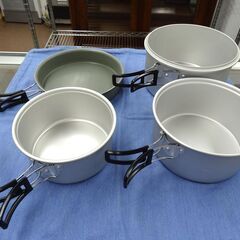 FS KOCHER クッカーセット 鍋 フライパン 収納バッグ付き 調理器具セット アウトドア用品 キャンプ用品 ステンレスキャンピングクッカー 西岡店の画像