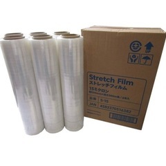 ストレッチフィルム(5巻未使用、1巻半分使用、画像①②、厚み15...