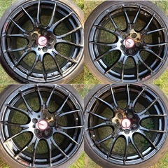 RAYS HOMURA レイズ ホムラ 2×7 19 8.5J ＋45 114.3 タイヤホイール 4本セット 225/40R19 バリ山 プリウスα等にの画像