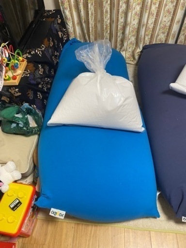 値下げ　ヨギボーマックス　ビーズ充填済　補充用ビーズ付　アクアブルー