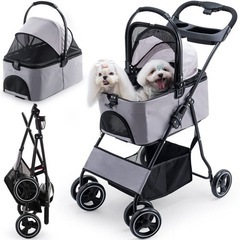 ペットカート 多機能 耐荷重20kg 多頭飼い バギー