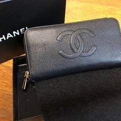 【極美品】CHANEL　シャネル　ラウンドファスナー長財布　ブラック　キャビアスキン　