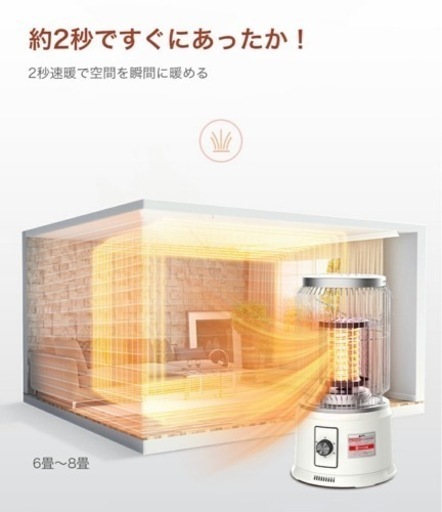 電気ストーブ 【新品未使用】電気暖炉 3秒速暖 360°高速暖房 転倒オフ 足元ヒーター