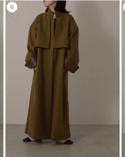 【超貴重】lawgy stand neck leather cuff coat green