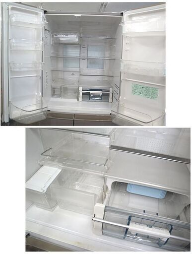 ☆ 日立 6ドア冷蔵庫 451L 2009年製 真空チルド R-SF45YM フレンチドア ソフトブラウン HITACHI 400Lク