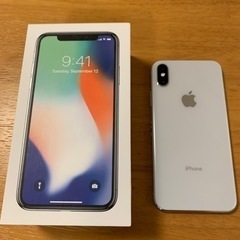 iPhone X 64G シルバー　中古美品　箱付(アダプター/ライトニング付)