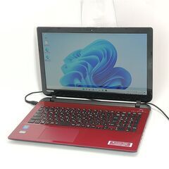 保証付 高速SSD 15.6型 赤色 ノートパソコン 東芝 T45/PRY 中古良品 第5世代Celeron 4GB 無線 Bluetooth Webカメラ Windows11 Office