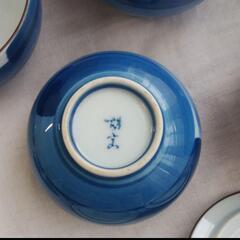 急須と湯吞み　青の画像