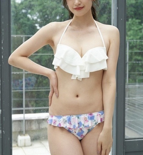 新品未使用　PR01.   グラデーションクロッシェ × 花柄 3点セット　水着　ブルー