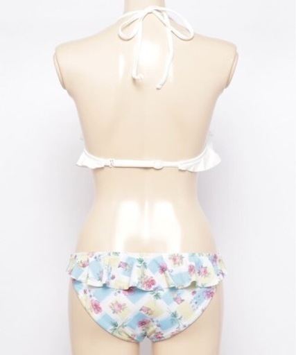 新品未使用　PR01.   グラデーションクロッシェ × 花柄 3点セット　水着　ブルー