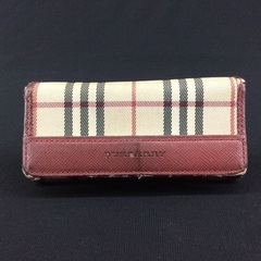 Burberry バーバリーチェック 赤レザー キーケース