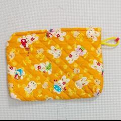 ハンドメイド　ポーチ　うさぎ柄　音符柄　オレンジ　むらさき　の画像