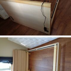 世田谷区近辺配送可能　シモンズ　SIMMONS　木製ベットフレームコンセント付　セミダブル　203㎝×120㎝　ナチュラル シンプル　ステーションタイプ レッグタイプの画像