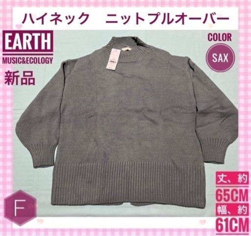 アースミュージックアンドエコロジー　ハイネック　ニットプルオーバー　F　トップス