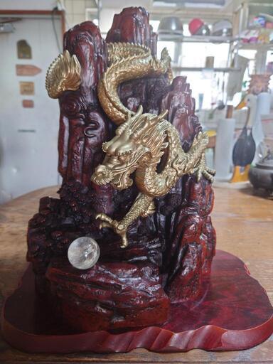 ✨最終値下げ✨風水龍 置物 金龍下山（大）35cm 降り龍 山水龍 守護龍 ✨