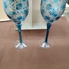 切子？　ワイングラス？２個セット　箱付き　幸運glass  未使用