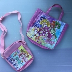 中古　プリキュア　子供　キッズ　ショルダーバック　トートバック　ピンク