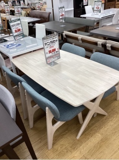 KK-36【新入荷　リサイクル品】人気商品　ニトリ　リラックスワイド160 ダイニング5点セット　白系