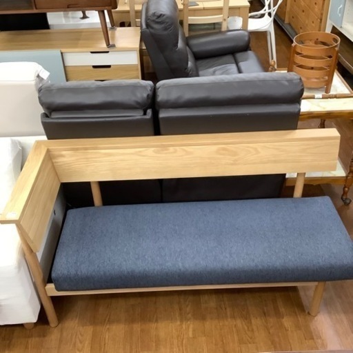 右肘コーナーベンチ　ND Style オーク材　縦70×横145×奥57